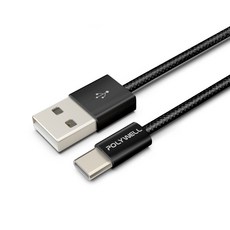 POLYWELL 寶利威爾 USB To Type-C PD編織快充線 3A 18W PW15-W45-M952, 50cm, 黑色, 1條