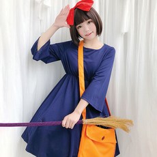 POTEGAR 女巫船奇基角色扮演連衣裙 +頭帶 +袋子套裝