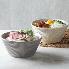 comet 家用陶瓷多用途寬口麵碗2件組, 1套, 奶油色, 摩卡色