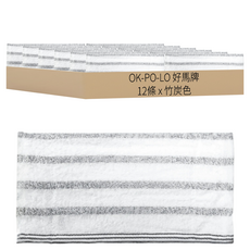 OK-PO-LO 好馬牌 橫條吸水毛巾 台灣製 420 竹炭色, 12條