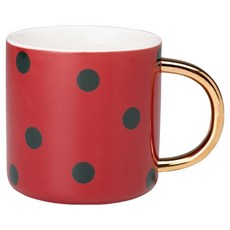 Caldo 卡朵生活 繽紛耶誕金邊馬克杯, 紅色 + 黑色點點, 1個