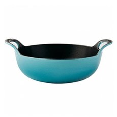LE CREUSET 電磁爐適用Balti Dish系列雙耳鑄鐵炒鍋, 加勒比海藍, 20cm, 1個