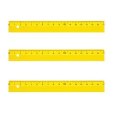 Raymay德製細長17CM直尺, 黃, 3入