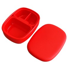 矽膠3格便當盒, 1個, 紅色