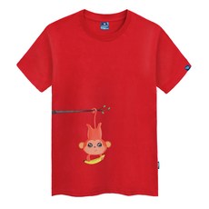 진마니아 남녀공용 바나나먹는 몽키 빅사이즈 라운드 반팔티셔츠 TS-054