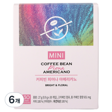 커피빈 피어나 아메리카노 원두커피스틱, 6개, 30개입, 900mg