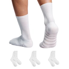 里圖 透氣涼感運動中筒襪, 白色, 3個