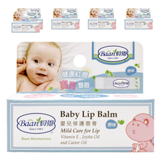 Baan 貝恩 嬰兒修護唇膏, 維他命E, 荷荷巴油, 蓖麻油, 英國原料進口, 原味, 4.5g, 6支