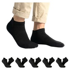 온앤모아 남성용 발목 양말 단목 5켤레, 블랙, 1세트