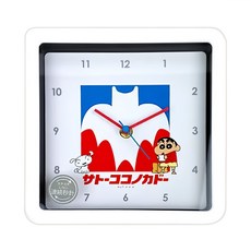 T'S FACTORY 方型掛鐘 連續秒針, 白色 蠟筆小新