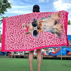 度假 Best 柔軟沙灘巾 特大尺寸 100 x 180 cm, 可愛西施犬粉紅色, 1個
