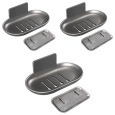 ILIFE 肥皂瀝水盒 + 無痕貼 3個, 岩石灰, 1組