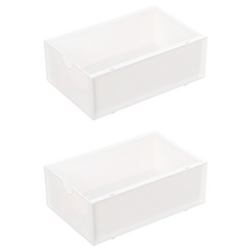 可疊加日式抽屜整理盒 18cm x 11.5cm x 6.3cm 塑膠材質, 白色, 1組