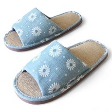 i Slippers 輕活系列 家居室內拖鞋 棉麻蓆拖 台灣製造, M, 小花 綠, 1雙