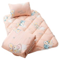 Annette 舒柔棉止滑涼被睡墊3件組 附提袋, 晚安兔 粉色