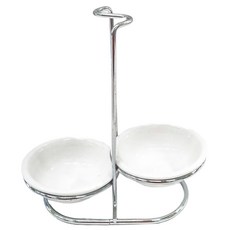 Kiyodo 不銹鋼雙格湯杓架 陶瓷 18cm, 不銹鋼, 1組