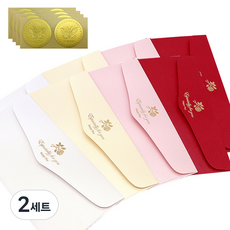 MAUMDAMA 玫瑰珠光紙信封 8入 + 貼紙 8入, 混合顏色, 2套