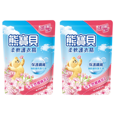 熊寶貝 柔軟護衣精補充包, 含天然櫻桃花萃, 保護纖維預防褪色與毛球, 1.75L, 2包