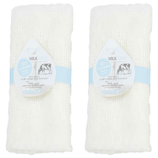KEYTOSS 詰朵斯 MILK FIBER 淨。去角質沐浴巾, 北海道生乳, 18種天然胺基酸, 淨白保濕因子, 格織, 1入, 2條