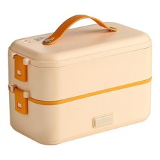 電熱便當盒 雙層, 黃色, 1個