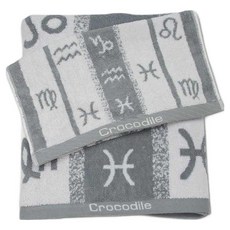 Crocodile 鱷魚 十二星座彩條方巾 38 x 35cm 60g, 灰色, 1條