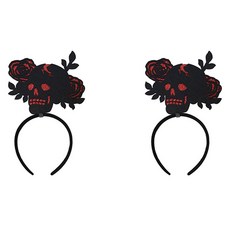 Daysoy 恐怖萬聖節可愛髮箍 單一尺寸, 3 骷髏玫瑰, 4個