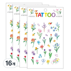 Petit 迷你紋身貼紙 TS006, 彩色花朵, 16個