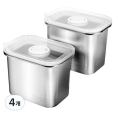 벨라쿠진 스텐 밧드 직사각 반찬통 밀폐용기, 4개, 900ml
