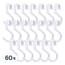 모나코올리브 수납평정 압축봉 후크 걸이, 화이트, 60개