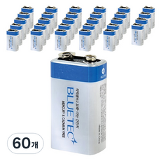BLUETEC 錳乾電池 6F22 9V 401-5550, 1入, 60個