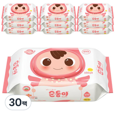 순둥이 베이직 무향 유아물티슈 캡형, 55g, 100개입, 30개