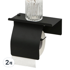 層架型帶蓋線條衛生紙架, 黑色, 2個