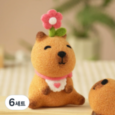 심플라인 양모펠트 카피바라 패밀리 DIY 키트, 6세트, 꽃카피바라
