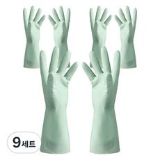 모나홈 예쁘고 편리한 다용도 라텍스 고무장갑 양손착용 세트, 페일그린, 소(S), 9세트