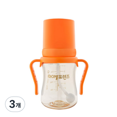 아이별프렌즈 국내 제조 PESU 빨대컵, 오렌지, 3개, 200ml