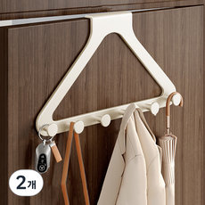 Mond Spot 堅固碳鋼免打孔門掛衣架掛架門後掛勾 6勾 YY57552, 白色, 2個