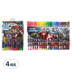 韓國 hM PLUS 漫威男童用復仇者聯盟24色彩色鉛筆 + 24色簽字筆文具組, 混合顏色, 4套