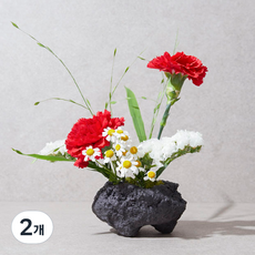 생화 돌 카네이션 센터피스, 레드, 2개