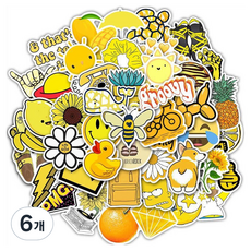 Mandeulhavy 行李箱 筆記型電腦 手帳 裝飾 可撕貼紙 50入, 6個, 03 黃色