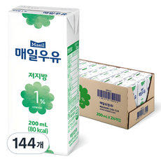 매일우유 저지방 1% 멸균우유, 200ml, 144개