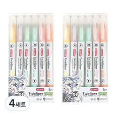 TUKOBI ZEYAR 雙頭透明視窗螢光筆 粉彩色 6色組, 4套, 淡粉紅, 淡橘色, 淡黃色, 淡綠色, 淡藍色, 淡紫色