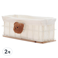 elelliving 可愛道具收納整理籃, 米色熊, 2個