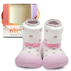 Attipas 孩童粉色圓點印花襪型學步鞋