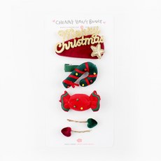 chenny bongbong 女童絲絨歡樂紅髮夾組