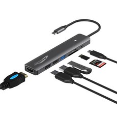 Anyport 7埠 USB3.0 多功能集線器 Type-C AP-TC71PHS, 混合顏色