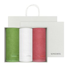 Songwol 松月 Florish 洗臉毛巾 170g 30支 粉精梳棉 3入 + 提袋, 1個, 隨機出貨