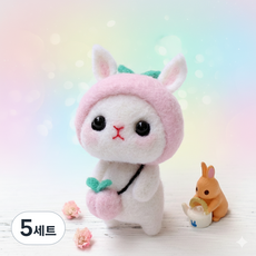 아트조이 양모펠트 DIY 패키지, 5세트, 복숭아토끼