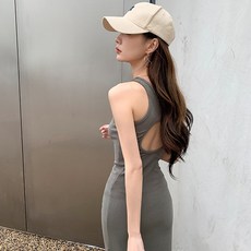 피어니스트 뒤트임 홀 슬림핏 나시 롱 캐주얼 원피스