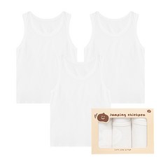 점핑칙피 유아동 남아 무형광 순면 기본 런닝 3매입세트