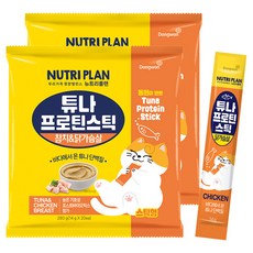 동원뉴트리플랜 고양이 튜나 프로틴 스틱, 혼합맛(참치/닭가슴살), 280g, 2개